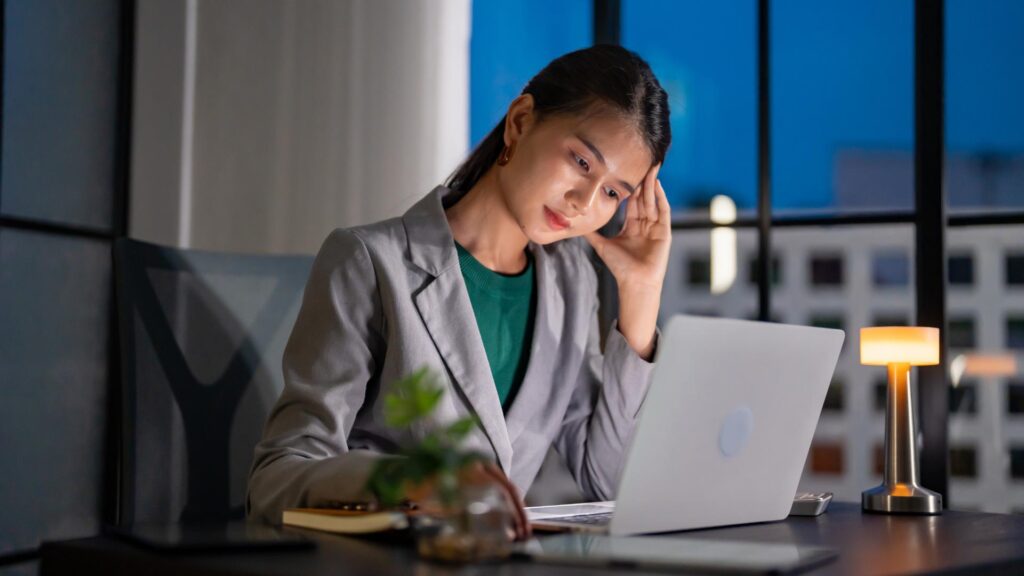 woman working overtime